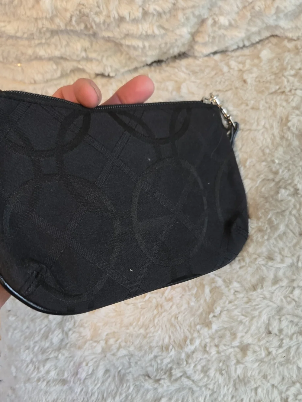 Black Wristlet Clutch with Contrast Stitching